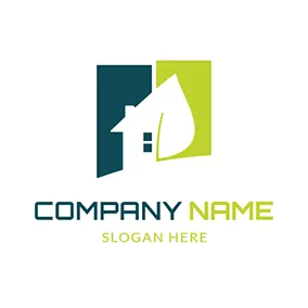 Builder Logo Green Decoration and Abstract House logo design