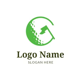 Logo Du Golf Green Flag and Golf Ball logo design
