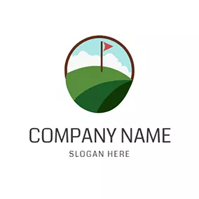 Ellipse Logo Green Golf Course and Golf Ball logo design