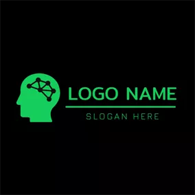 Logotipo De Cerebro Green Head and Brain logo design