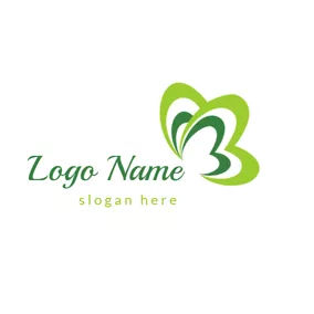 Wings Logo Green Heart and Butterfly logo design