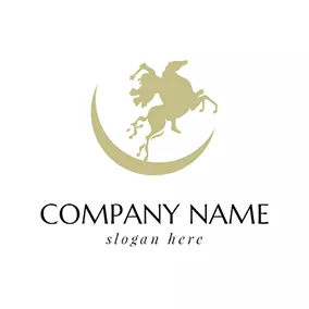 Animal Logo Green Horse and Fairy logo design