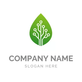 Connected Logo Green Leaf and Data logo design