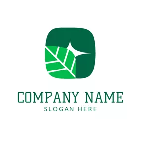 Rectangle Logo Green Leaf and Organic logo design