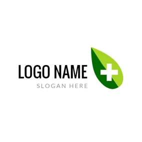Crossed Logo Green Leaf and White Cross logo design