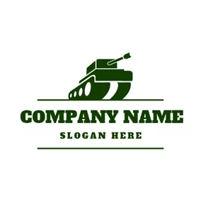 Dangerous Logo Green Lines and Military Tank Icon logo design