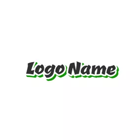 タイポグラフィロゴ Green Shadow and Black Font logo design