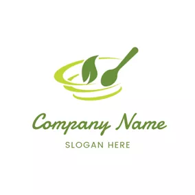 Logótipo De Cozinha Green Spoon and Leaf logo design