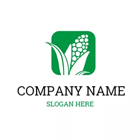 Food Logo Green Square and White Corn logo design