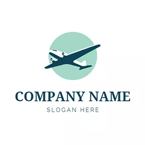 Aircraft Logo Green Sun and Airplane logo design
