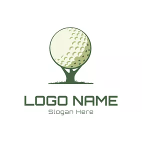 Logo Du Golf Green Tee and Golf Ball logo design