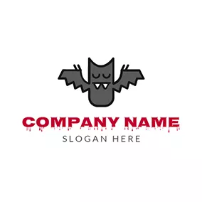 Logotipo De Dentista Grey and Black Cartoon Bat logo design