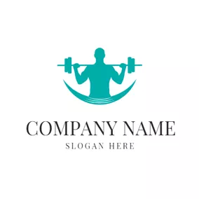 Fitness Logo Gym Equipment and Athlete Man logo design