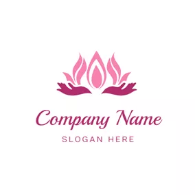 Logótipo Ioga Hand and Yoga Lotus logo design