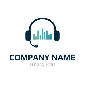 Logo Podcast Headset and Sound Wave logo design