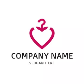 Clothes Logo Heart Shape and Coat Hanger logo design