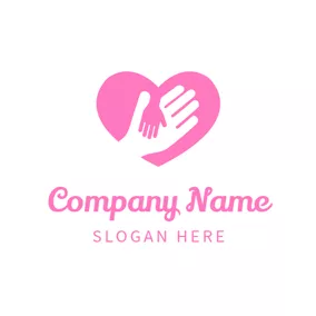 Logotipo De Organización Benéfica Heart Shape and Hand logo design