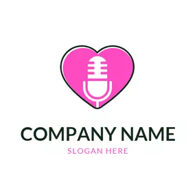 Entertainment Logo Heart Shape and Microphone logo design