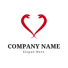Jump Logo Heart Shape and Red Snake logo design