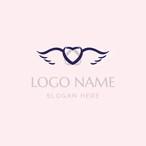 Holiday & Special Occasion Logo Heart Wings Shadow and Wedding logo design