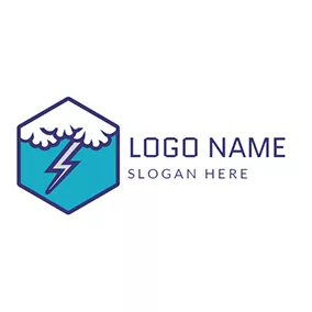 閃電 Logo Hexagon and Lightning logo design