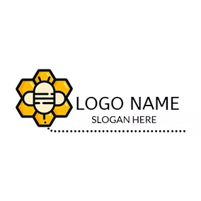 Creature Logo Honeycomb and Bee Icon logo design
