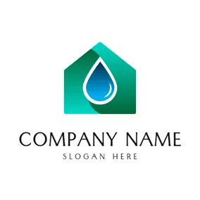 クリーナーのロゴ House and Water Drop logo design