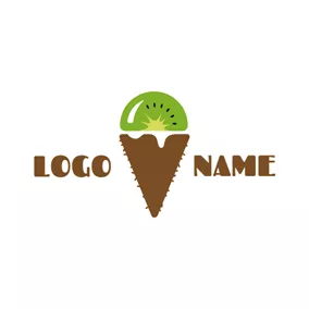 フルーツロゴ Ice Cream and Kiwi Slice logo design