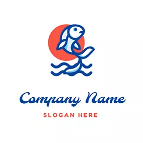 Japan Logo Jumping Koi  Fish logo design