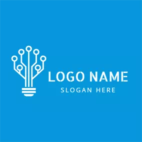Connected Logo Lamp Bulb and Digital logo design