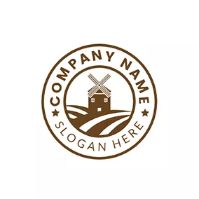 Nature Logo Land and Windmill logo design