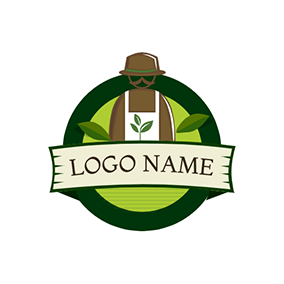 Drawing Logo Leaf Circle Banner Farmer logo design