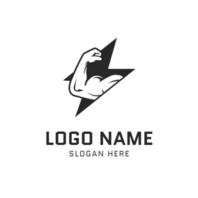 鍛煉 Logo Lightning and Strong Arm logo design