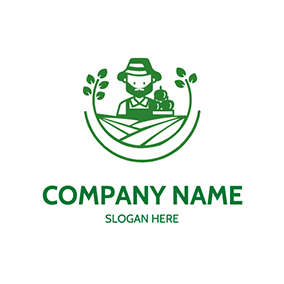 リーフロゴ Line Leaf Field Farmer logo design