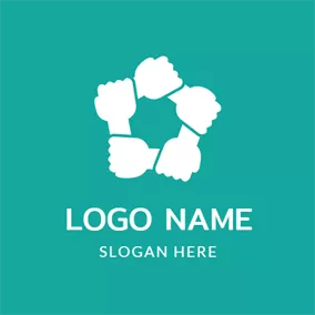 和諧 Logo Linked Hand and White Hexagon logo design