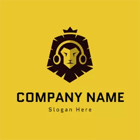 ヘッドフォンロゴ Lion Head and Headphone logo design