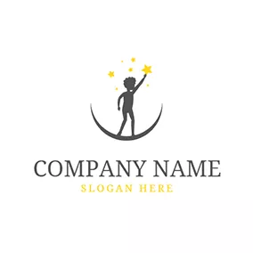 Animated Logo Little Boy and Star and Crescent logo design