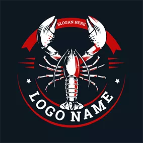 Arc Logo Lobster In Circle Banner logo design