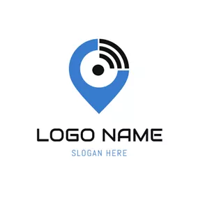Connected Logo Location and Wifi Icon logo design