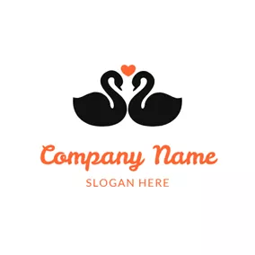 Engagement Logo Love and Couple Swan logo design