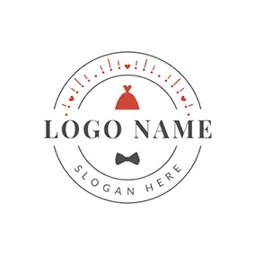 Clothes Logo Love Circle and Red Wedding Dress logo design