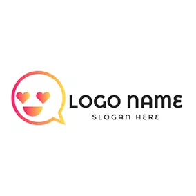 Gradient Logo Love Happy Emoji and Dialogue Box logo design