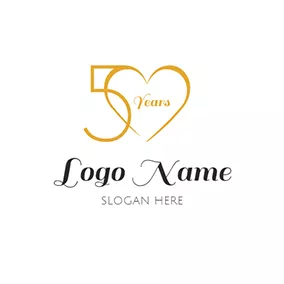 Anniversary Logo Love Heart and 5th Anniversary logo design