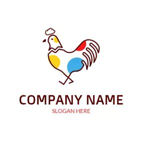 Hahn Logo Lovely Colorful Rooster Icon logo design