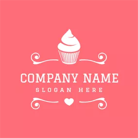 Decoration Logo Lovely Pink and White Cake logo design