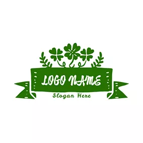 Drawing Logo Lucky Clover Banner Leaf logo design