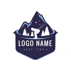 Nature Logo Man and Ski Resort logo design