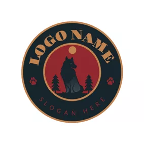 Hyena Logo Moon and Fierce Wolf logo design