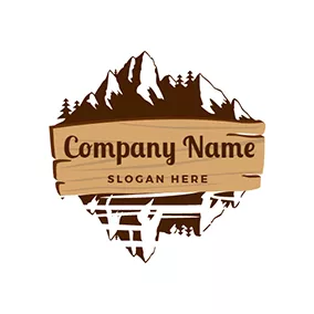 Adventurer Logo Mountain Wooden Banner Jungle logo design