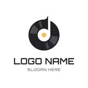 Entertainment Logo Note Symbol and Black Vinyl logo design